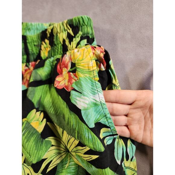 Nicole Miller Wide Leg Pants Womens Size Medium Green Tropical Floral Cropped - Picture 5 of 12